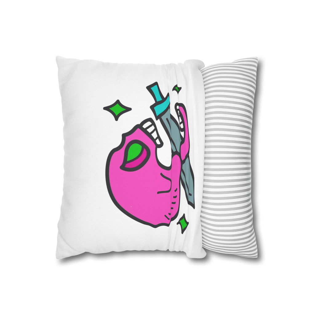 Pink Skull & Dagger Decorative Pillowcase – Neon Goth Accent Cushion Cover