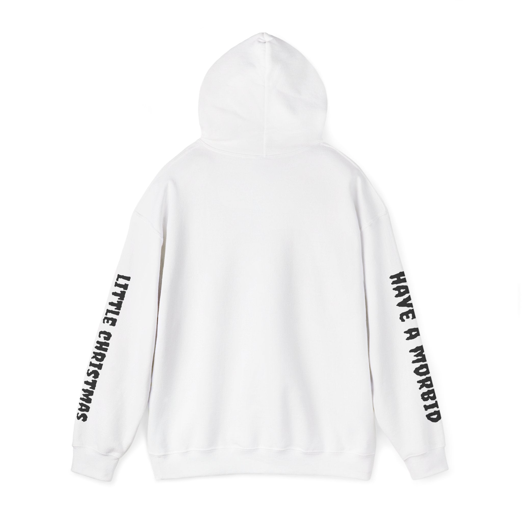 Christmas Frankenstein & Bride Hoodie — "Have a Morbid Little Christmas" Sleeve Print