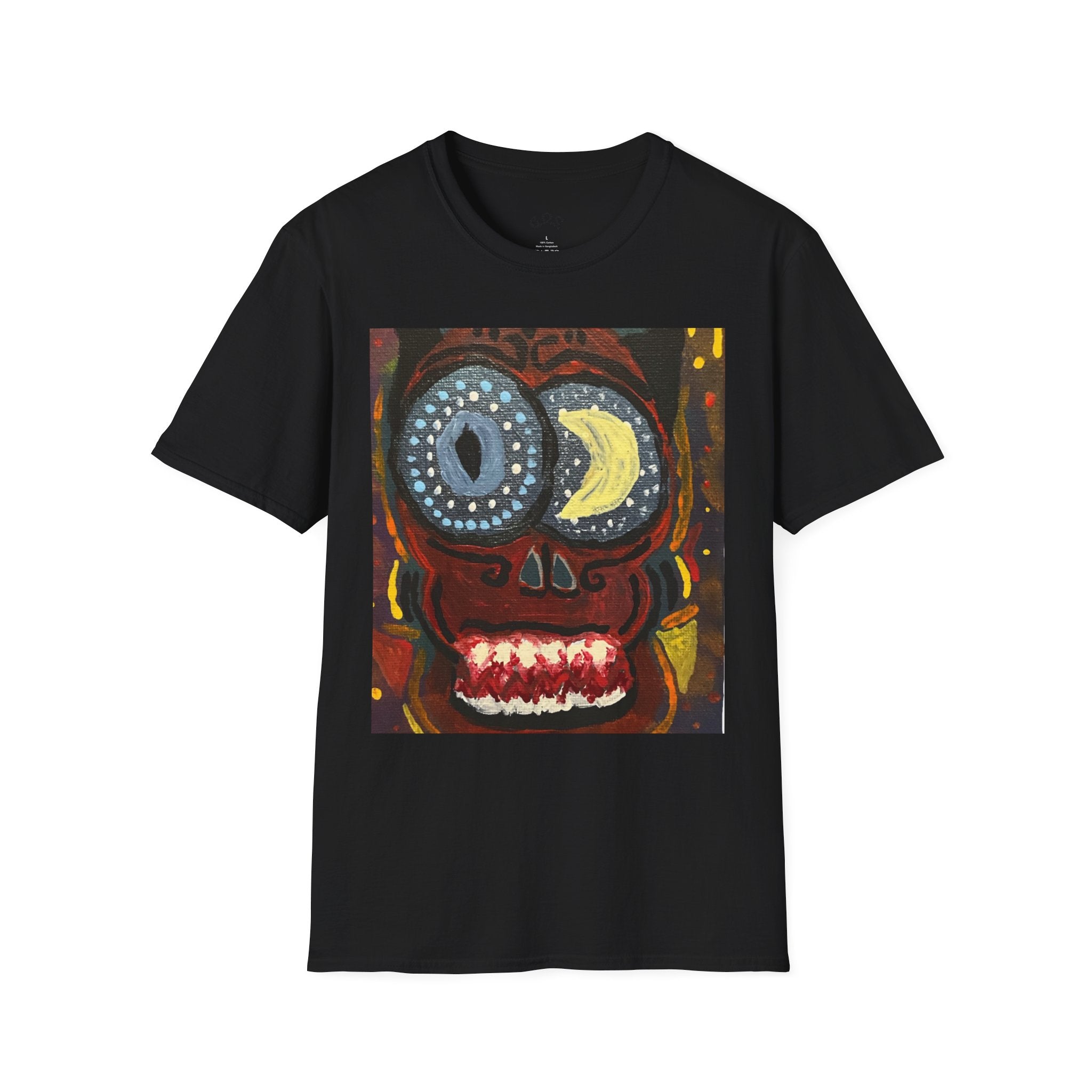 Skull Moon Eyes T-Shirt — Surreal Tribal Art Tee