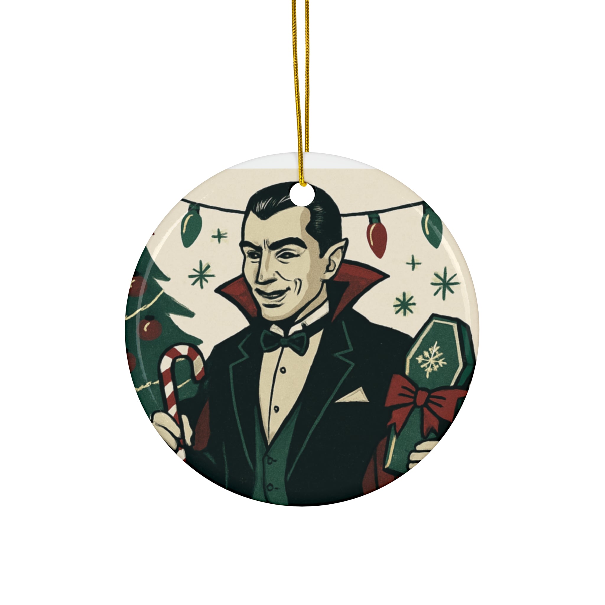 Vampire Vintage Christmas Ceramic Ornament