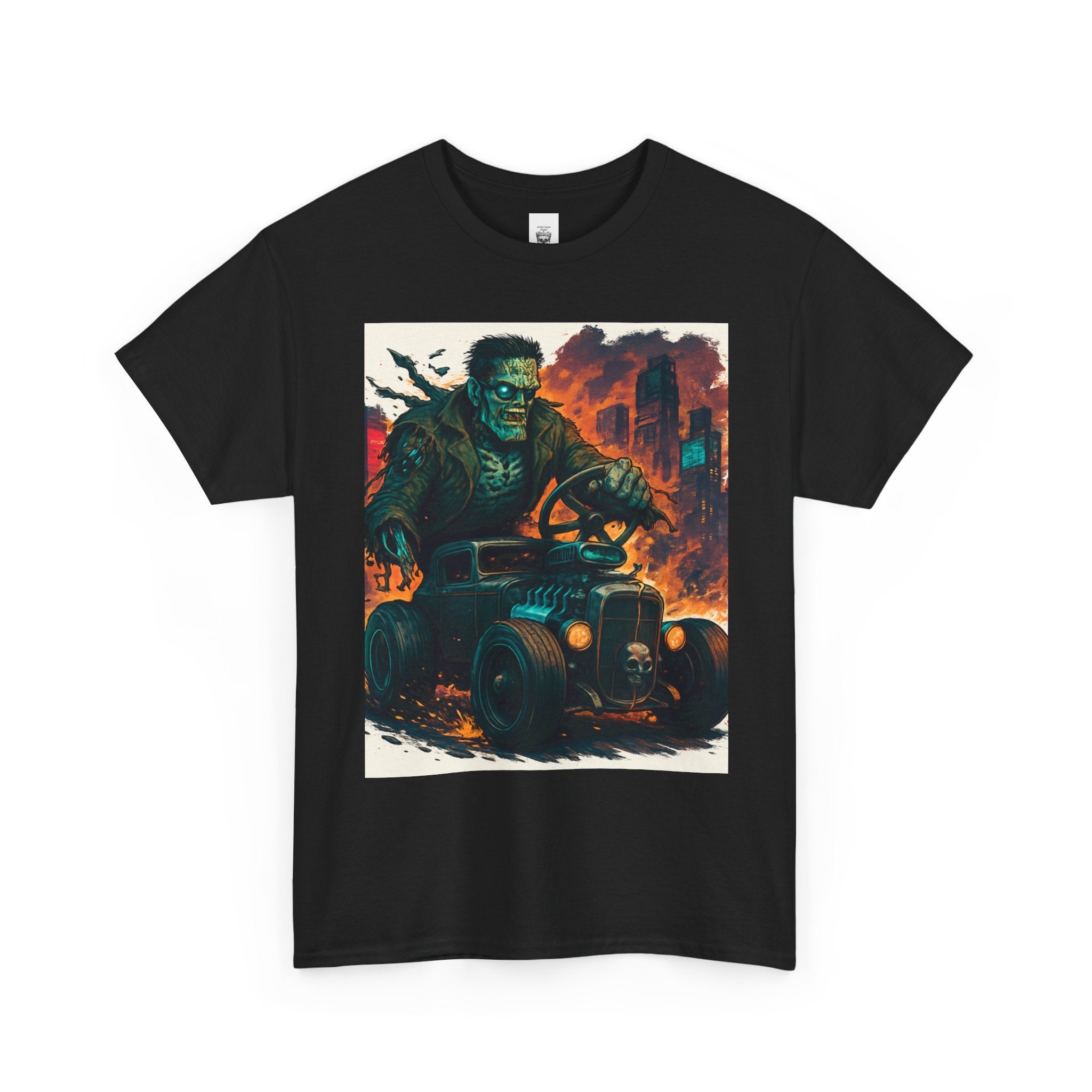 Frankenstein Monster Driving Vintage Car T-Shirt — Retro Horror Graphic Tee