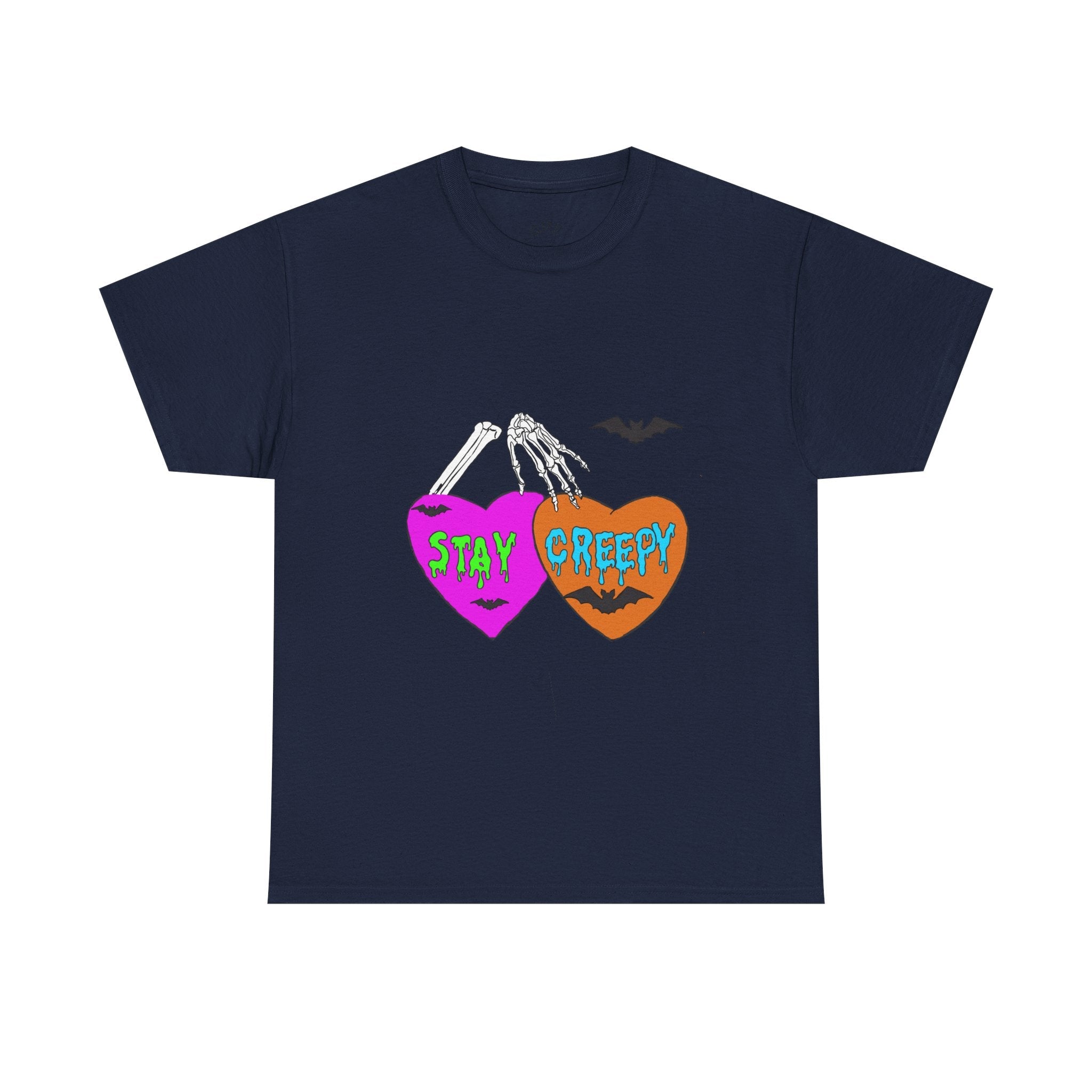 Stay Creepy Halloween Tee — Heart Skeleton Graphic T-Shirt