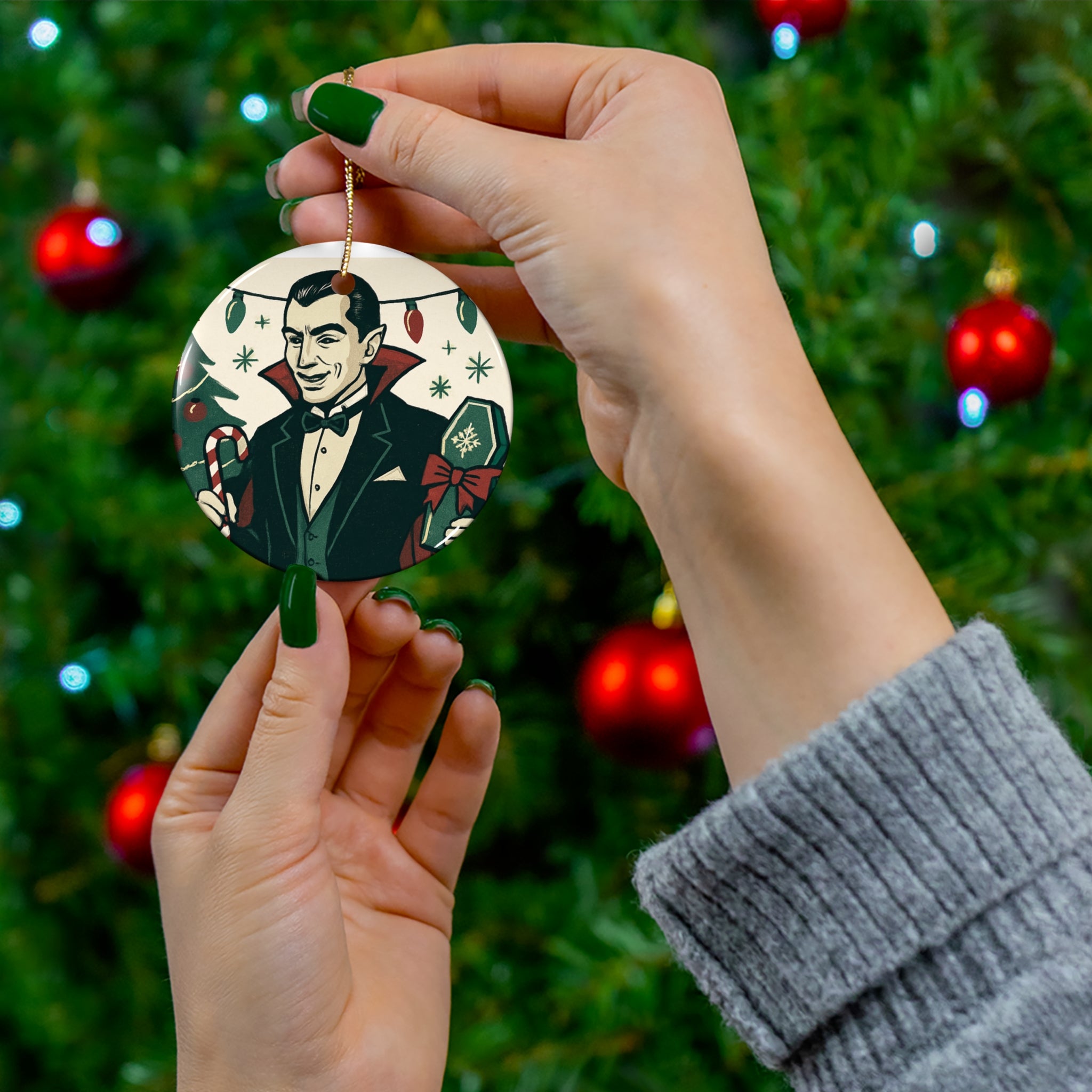 Vampire Vintage Christmas Ceramic Ornament