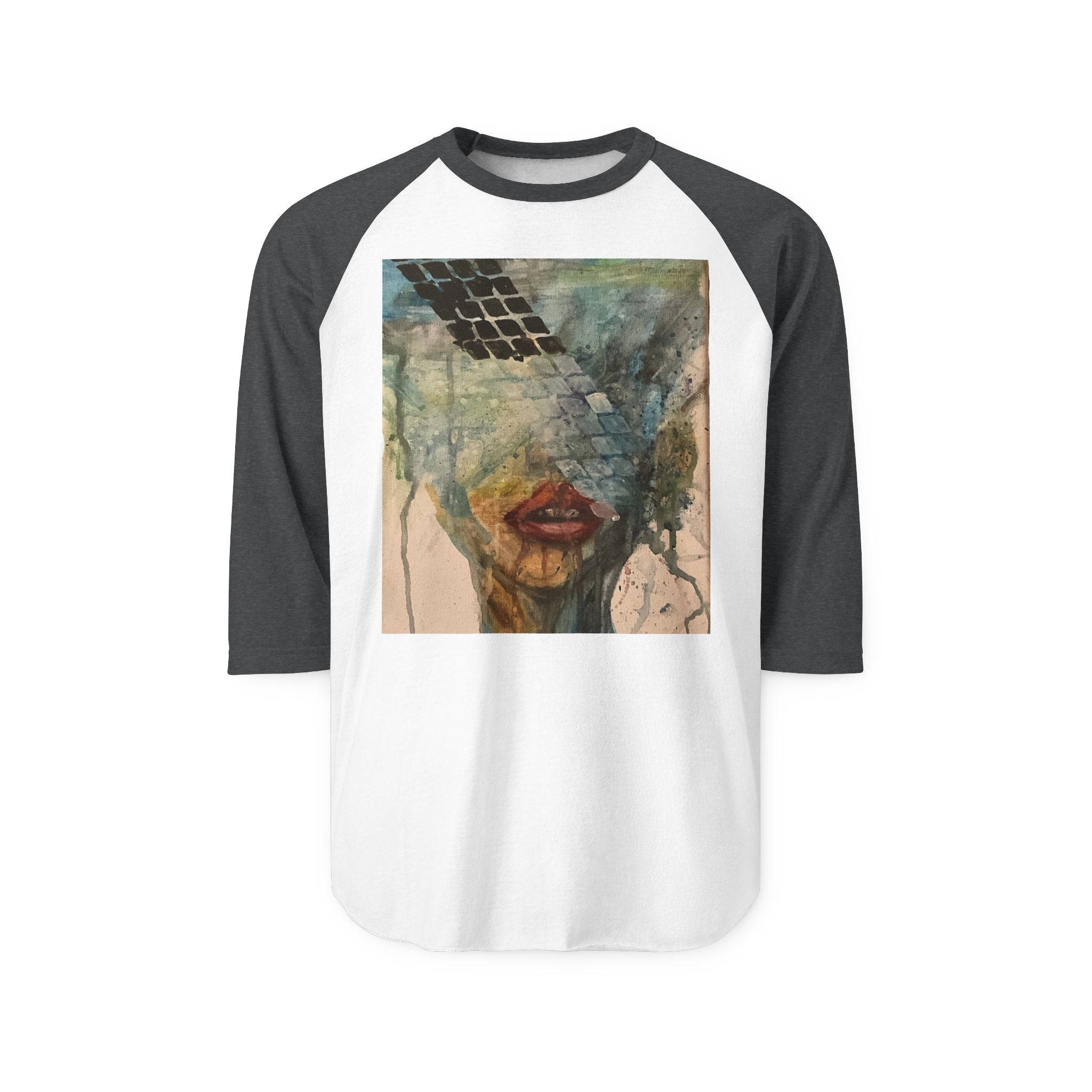 Artistic Raglan Shirt — Abstract Face Watercolor Print