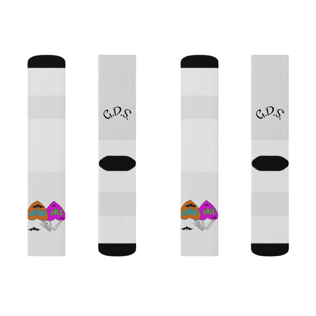 Cheeky Lips Sublimation Socks — Funny Lip Print Crew Socks with "Cheeky" Badge