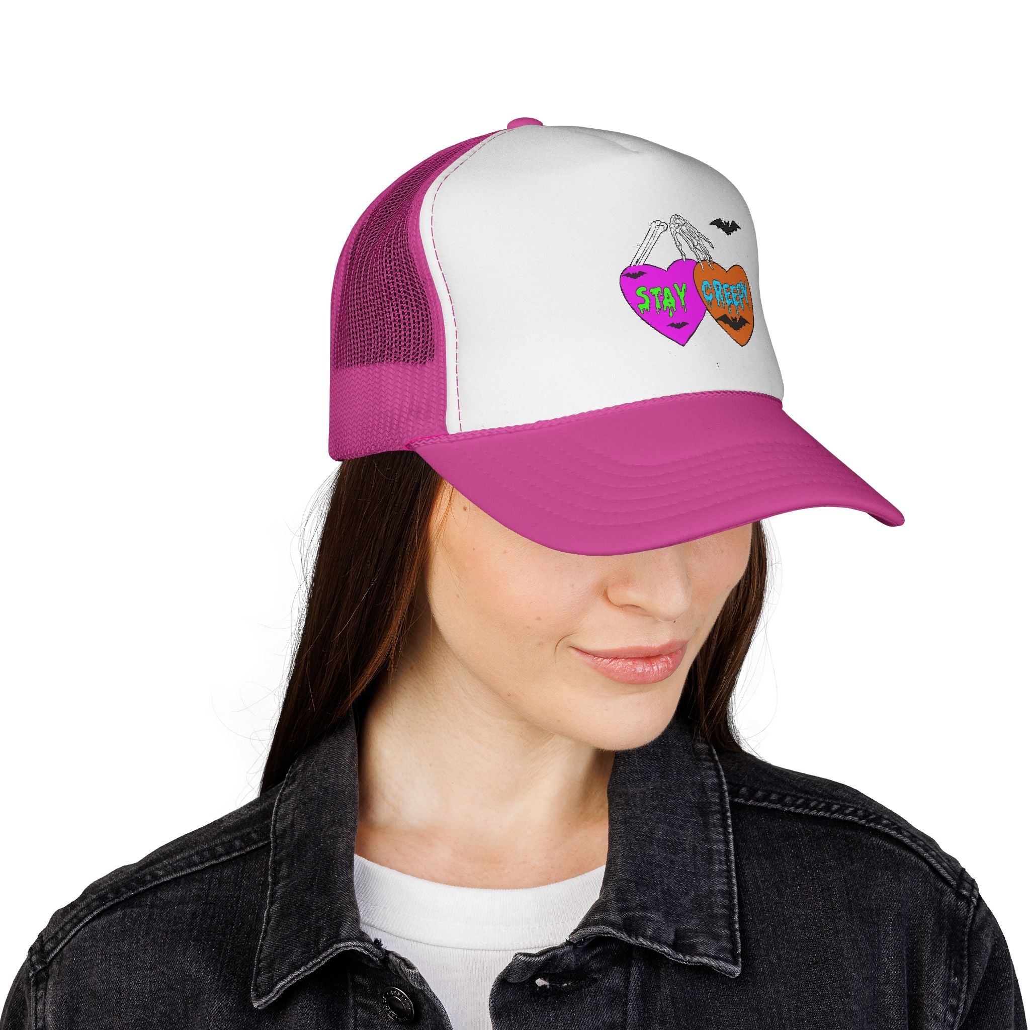 Copy of Pink Skull Dagger Trucker Cap — Retro Edgy Mesh Hat for Streetwear & Gifts
