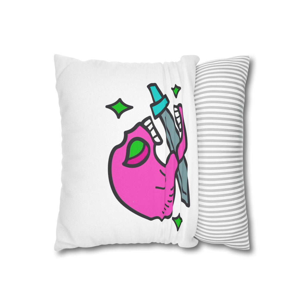 Pink Skull & Dagger Decorative Pillowcase – Neon Goth Accent Cushion Cover