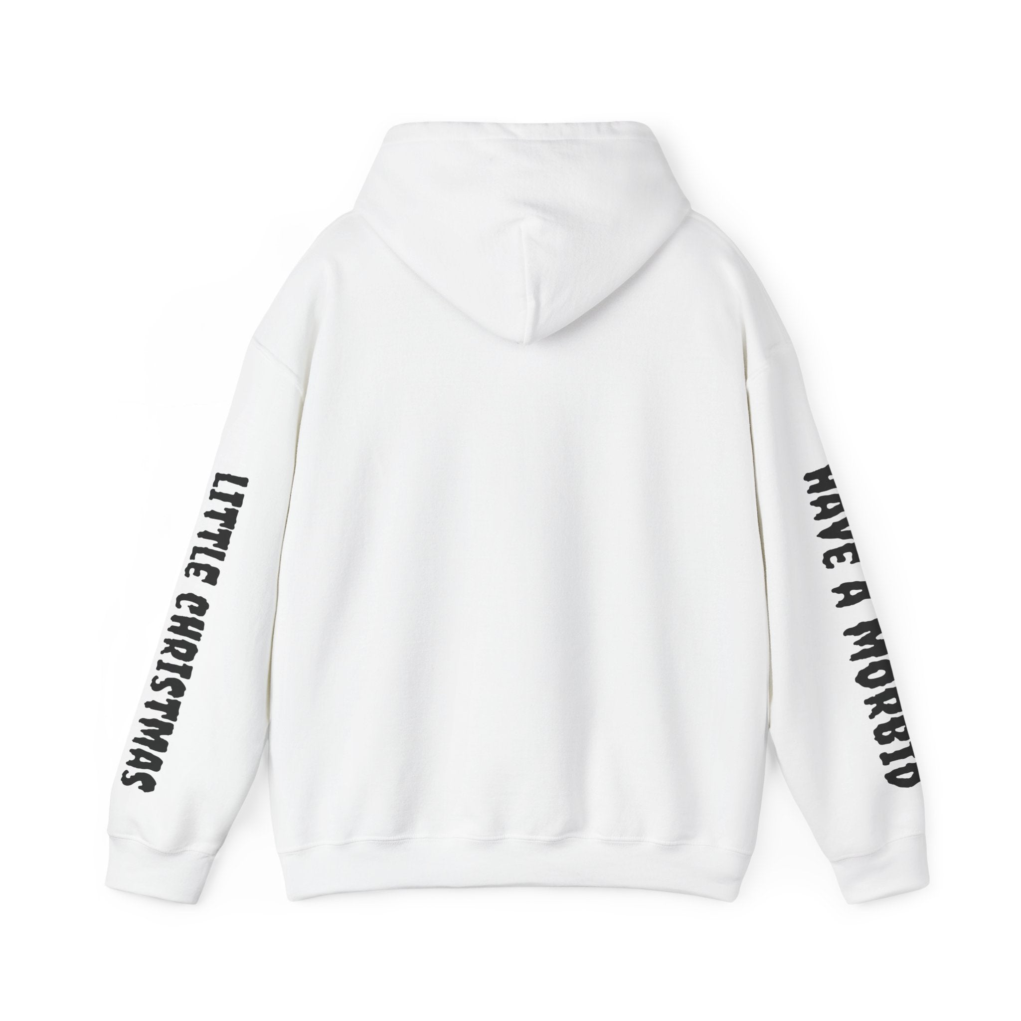 Christmas Frankenstein & Bride Hoodie — "Have a Morbid Little Christmas" Sleeve Print