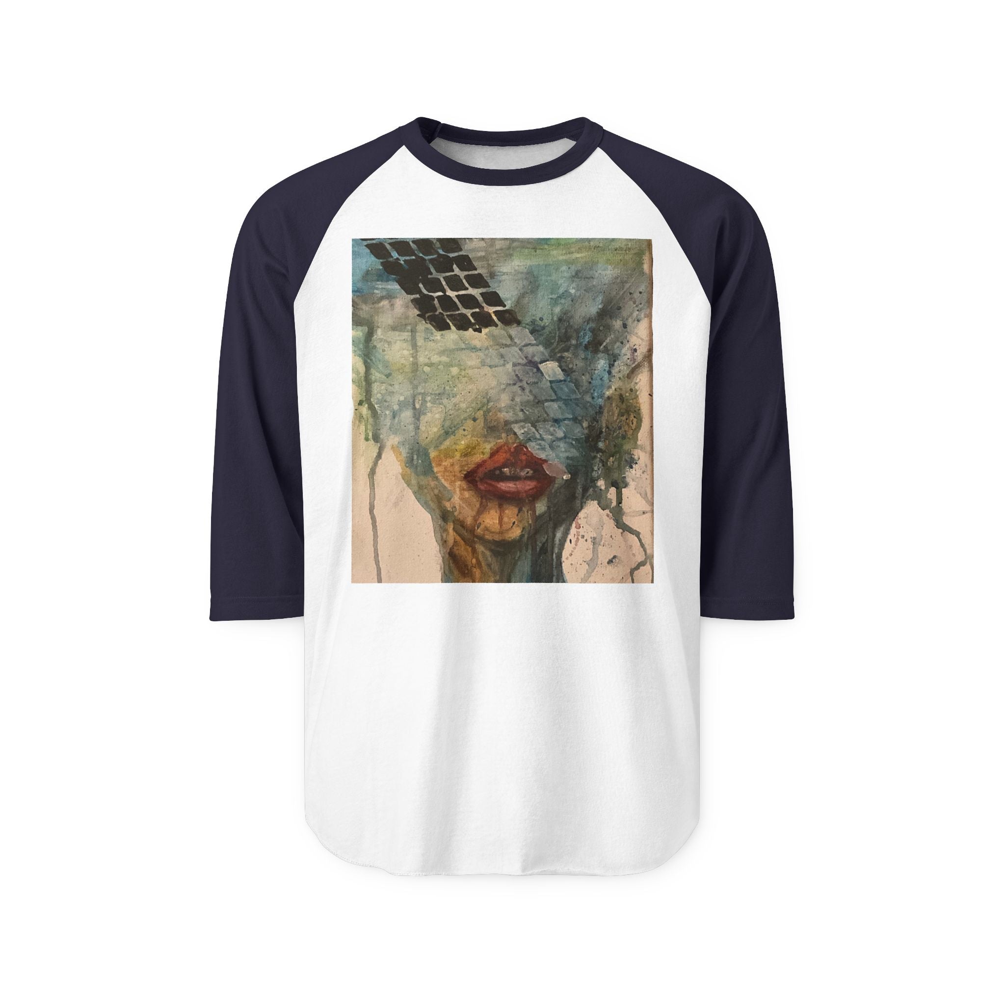 Artistic Raglan Shirt — Abstract Face Watercolor Print