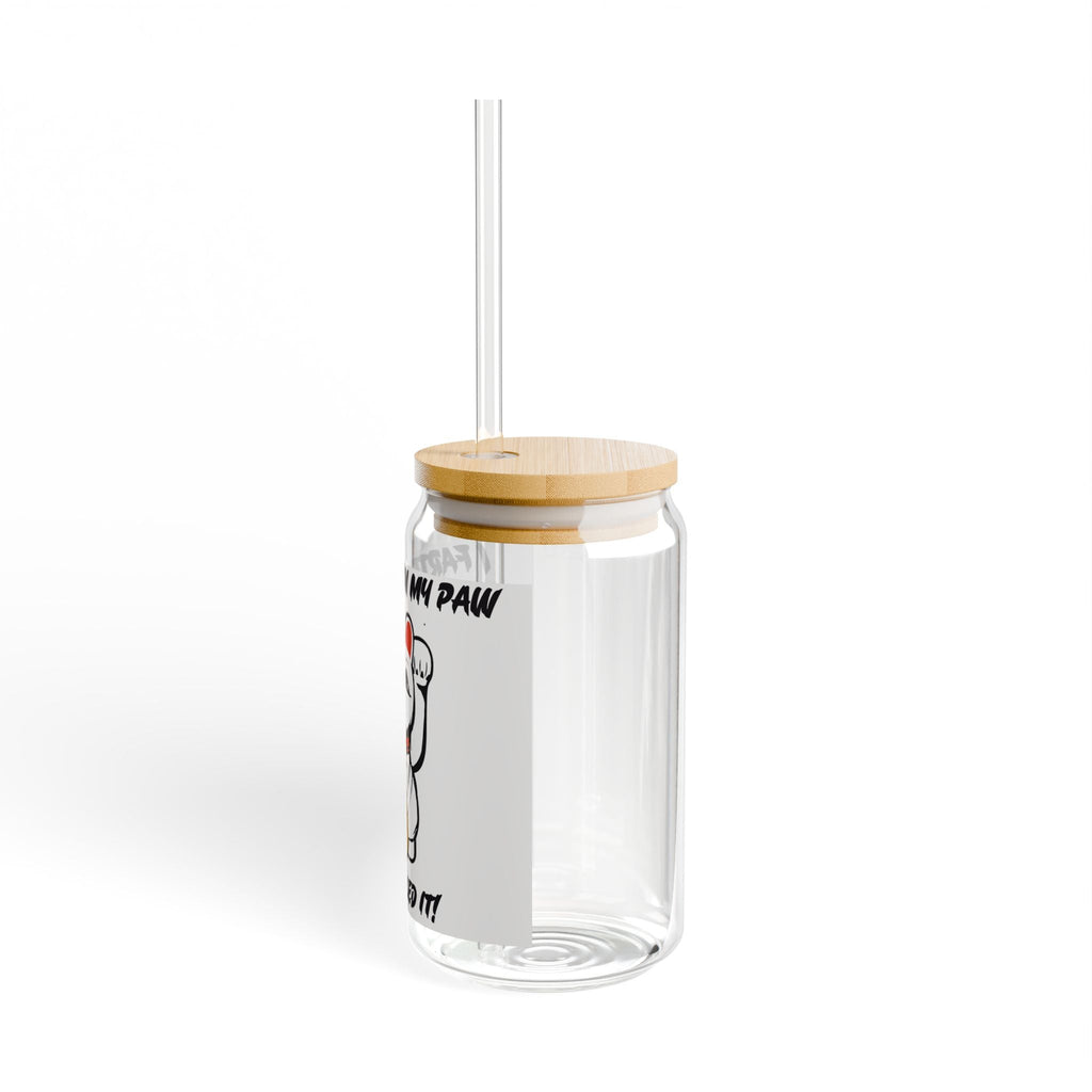 16oz Sipper Glass with Funny Maneki-Neko “I Farted On My Paw And Smelled It” Design