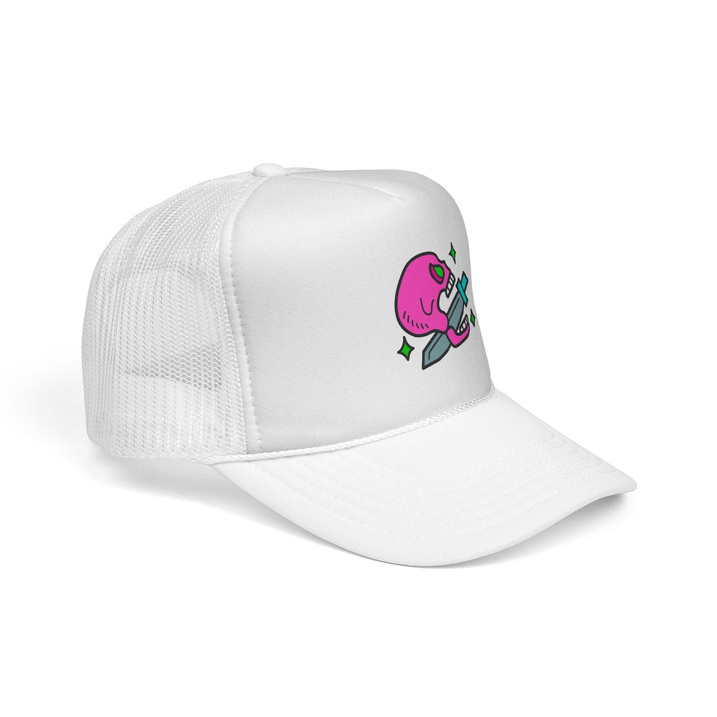Pink Skull Dagger Trucker Cap — Retro Edgy Mesh Hat for Streetwear & Gifts