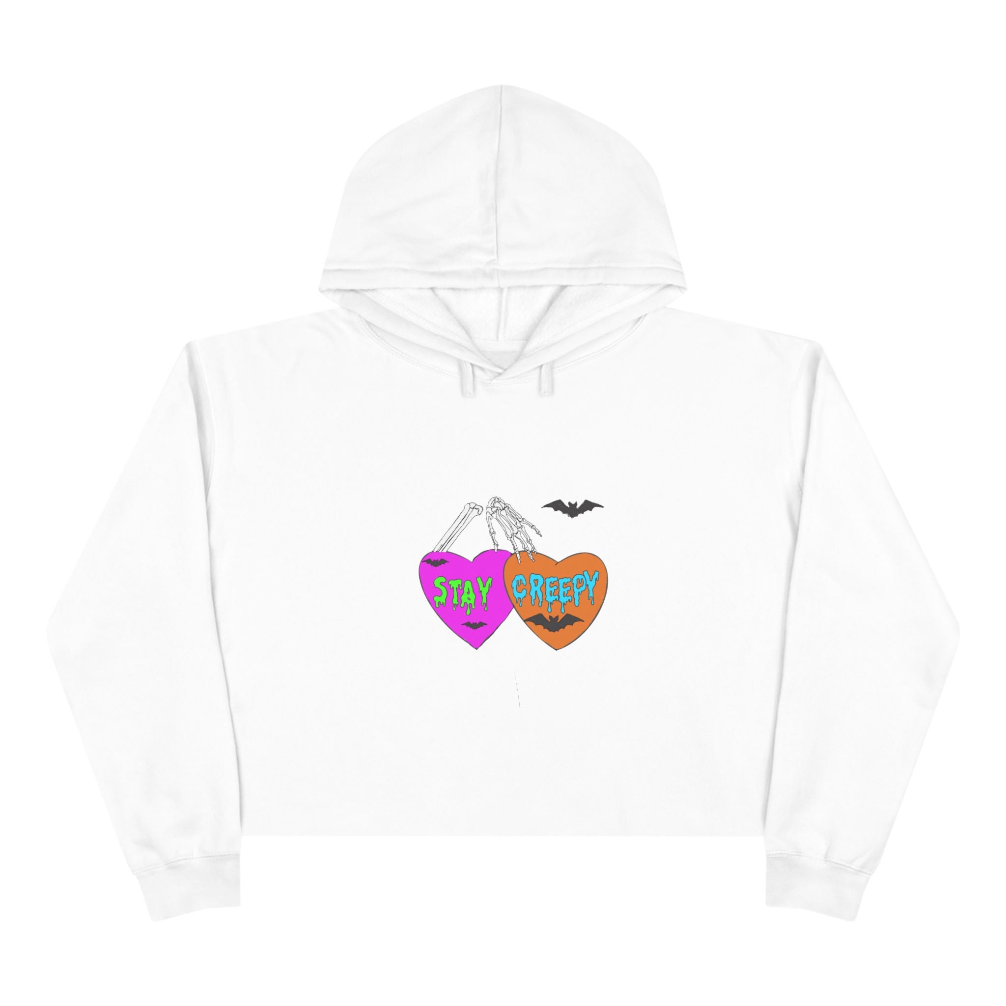 Stay Creepy Heart Crop Hoodie — Cute Spooky Halloween Crop Top