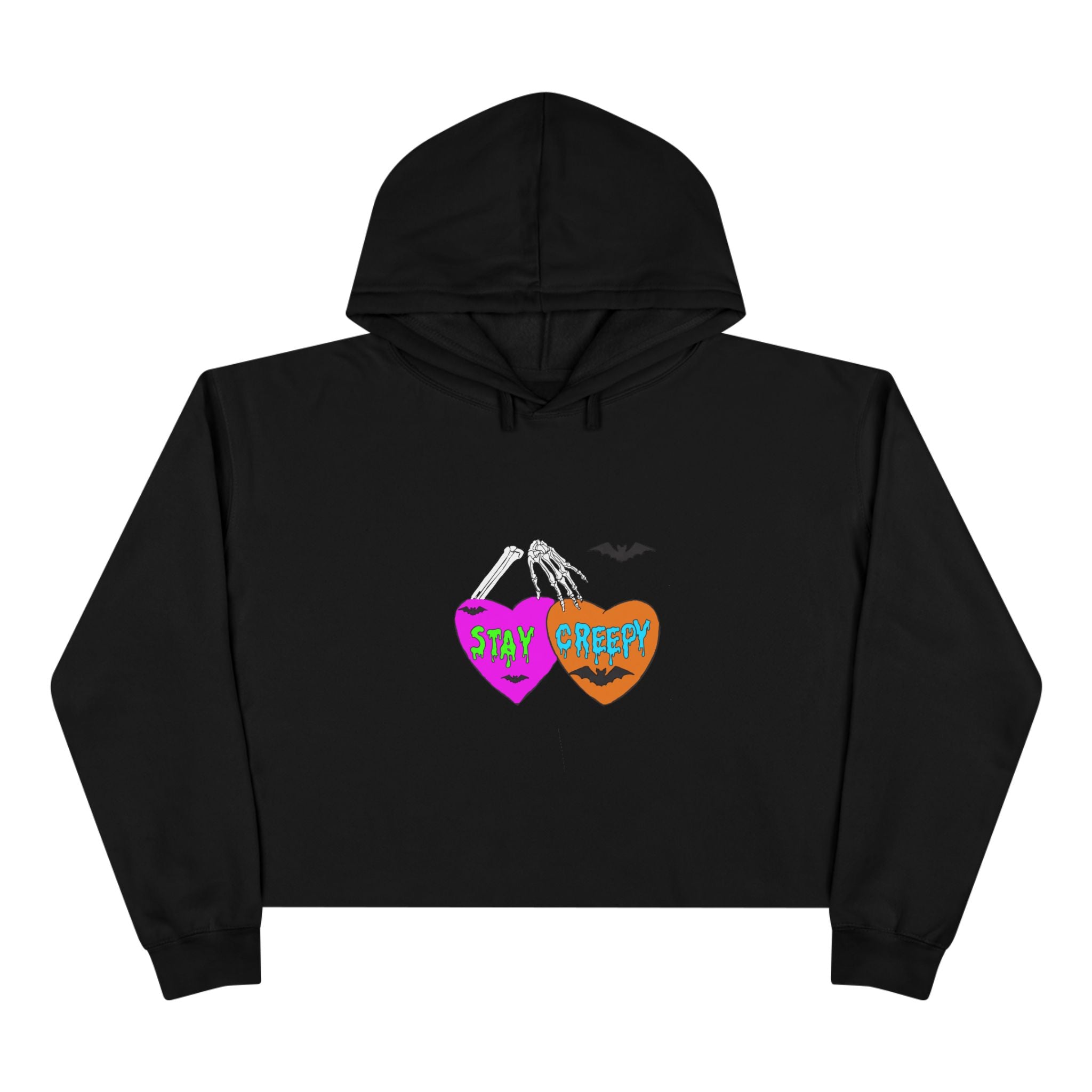 Stay Creepy Heart Crop Hoodie — Cute Spooky Halloween Crop Top