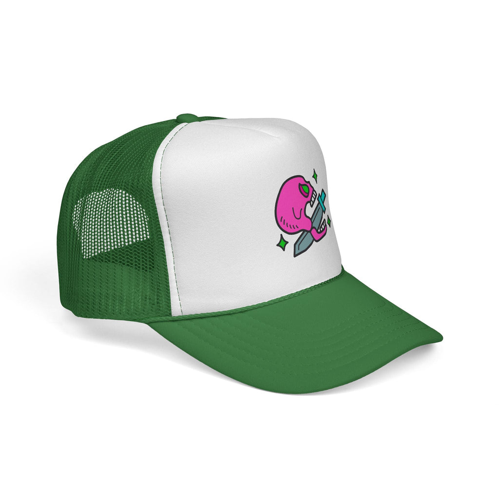 Pink Skull Dagger Trucker Cap — Retro Edgy Mesh Hat for Streetwear & Gifts