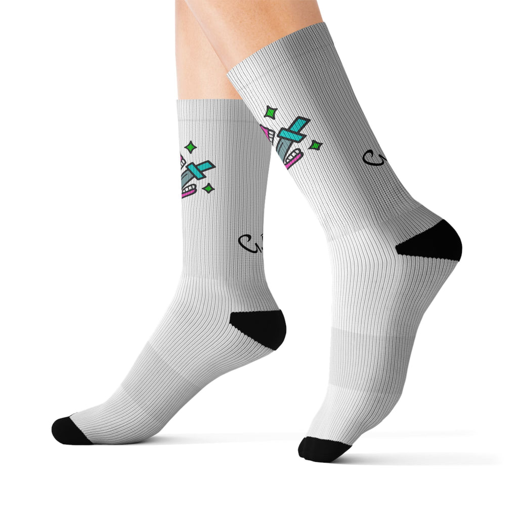 Celestial Bunny Sublimation Socks – Cute Pastel Rabbit Crew Socks