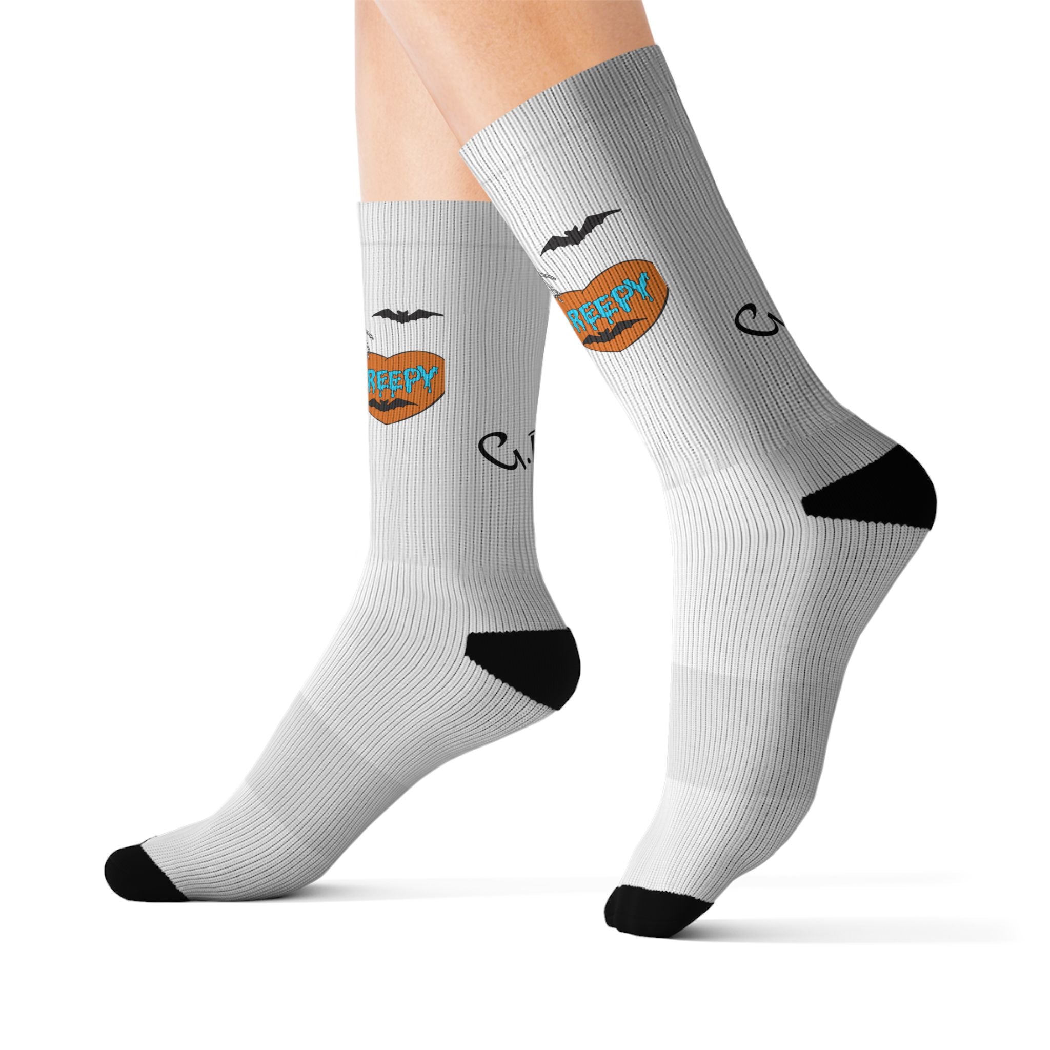 Cheeky Lips Sublimation Socks — Funny Lip Print Crew Socks with "Cheeky" Badge