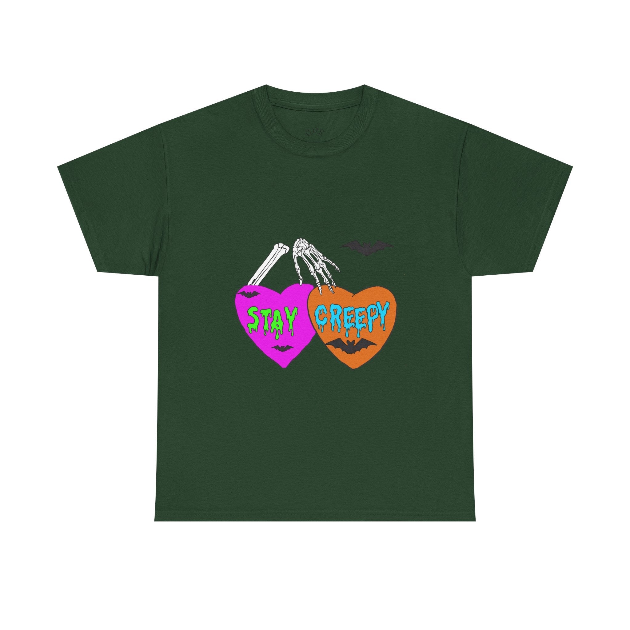 Stay Creepy Halloween Tee — Heart Skeleton Graphic T-Shirt