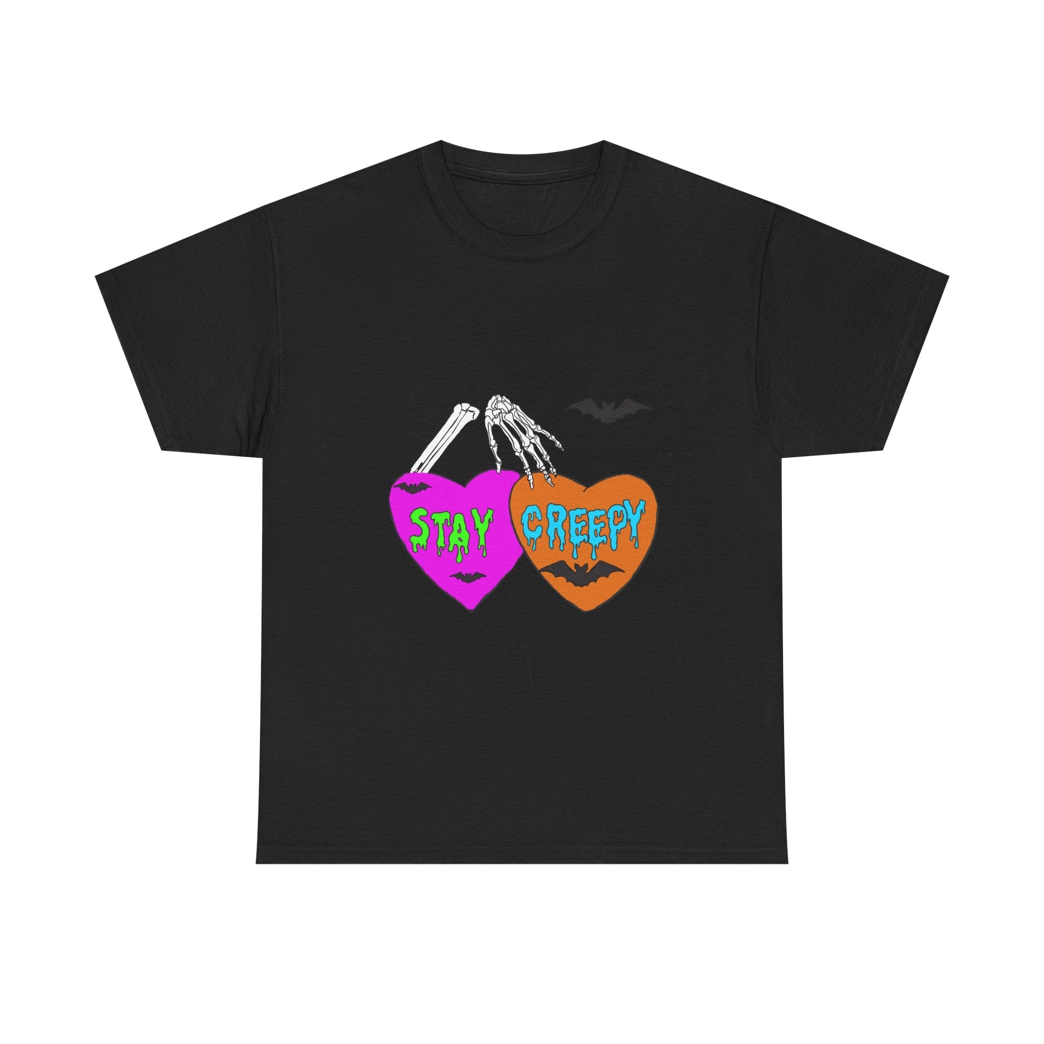 Stay Creepy Halloween Tee — Heart Skeleton Graphic T-Shirt